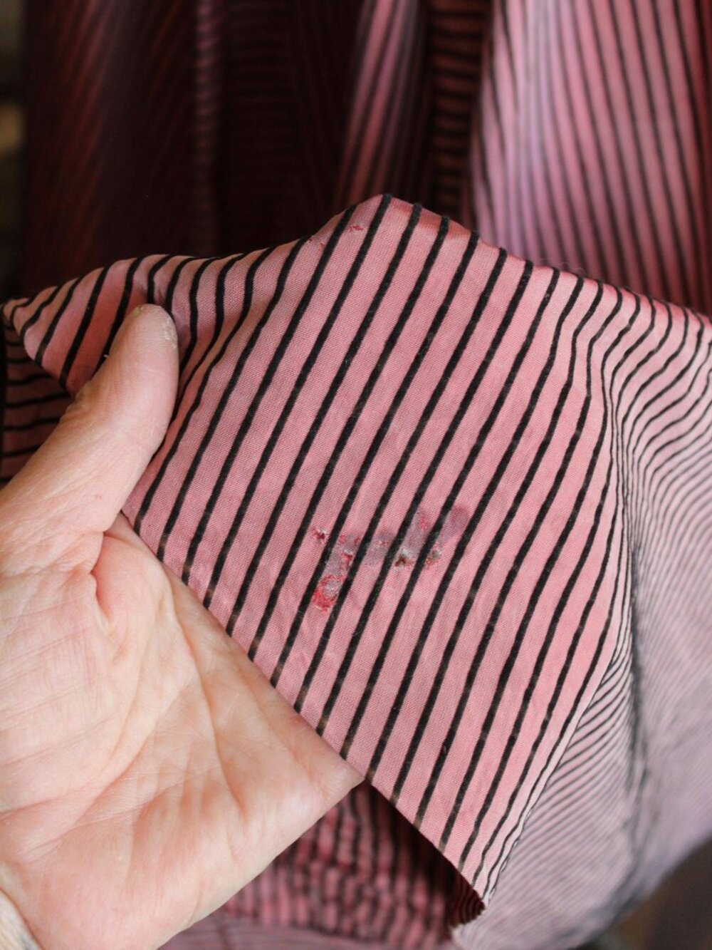 Vintage 1940s Dress, Dolly Myers Inc Pink and Black Striped Silk New Look, Full - Picture 12 of 16